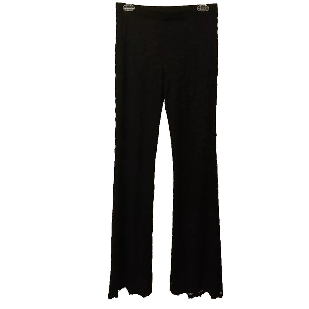 Ella Moss BLACK LACE Pull On Stretch Pants WOMENS SMALL Lined Beach Slight Flare